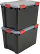 Luftdichte Aufbewahrungsbox Iris – 70 l – Kunststoff – Schwarz Rot – 2er-Set