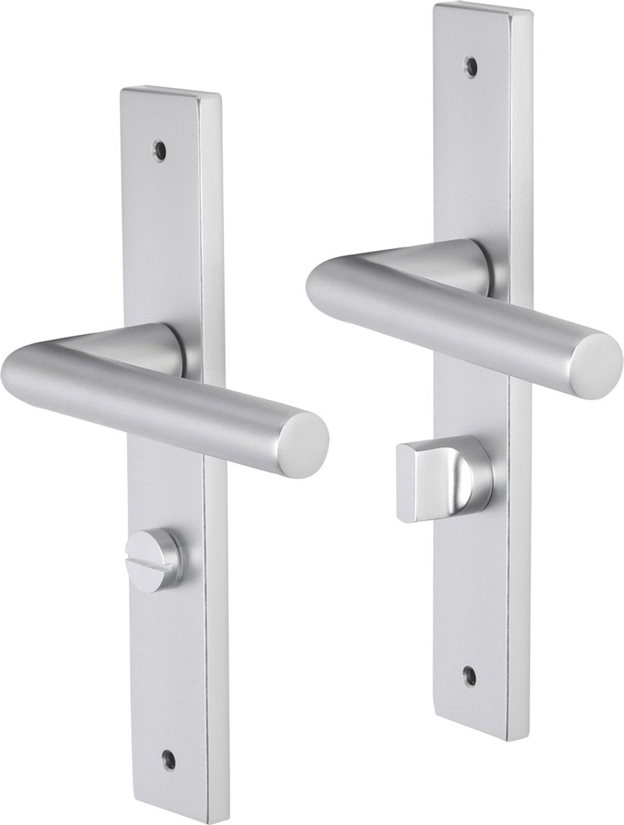 Impresso Türgriff – London – für den Innenbereich – quadratisches Türschild mit Schrauben und WC-Schloss – Aluminium – 2 Stück