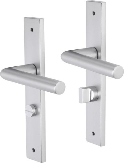 Impresso Türgriff – London – für den Innenbereich – quadratisches Türschild mit Schrauben und WC-Schloss – Aluminium – 2 Stück