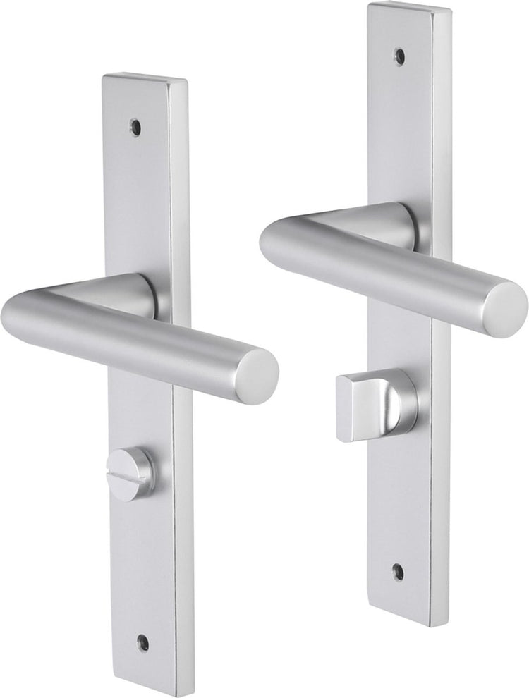 Impresso Türgriff – London – für den Innenbereich – quadratisches Türschild mit Schrauben und WC-Schloss – Aluminium – 2 Stück