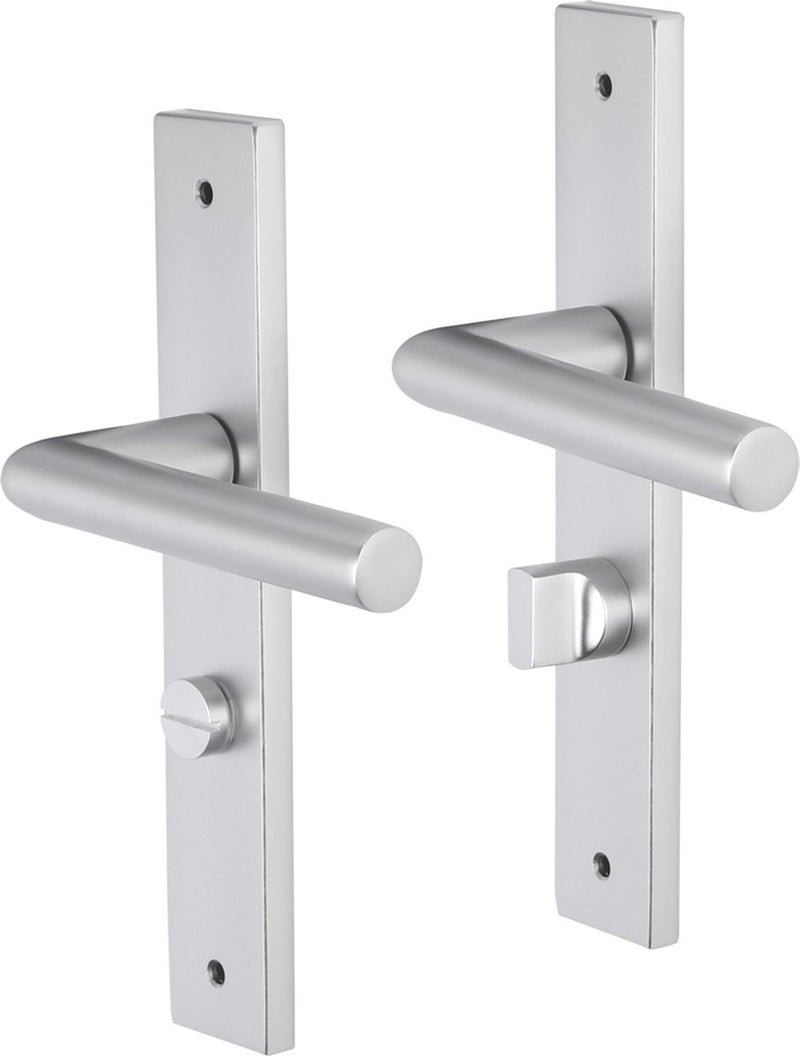Impresso Türgriff – London – für den Innenbereich – quadratisches Türschild mit Schrauben und WC-Schloss – Aluminium – 2 Stück