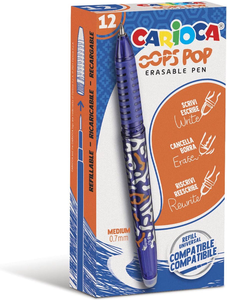 Carioca Gelroller Oops Pop, mittel, radierbar, Schachtel mit 12 Stück, blau