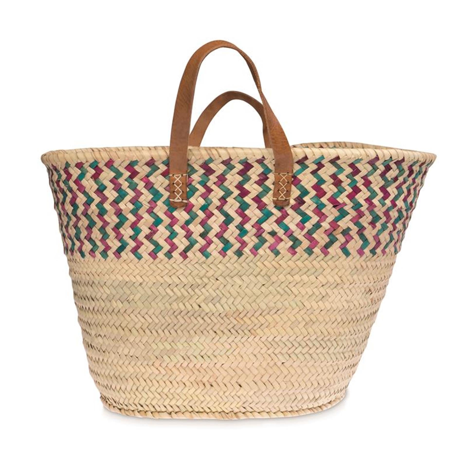Source Balance Palmblatt-Tasche mit farbigem Korbgeflecht