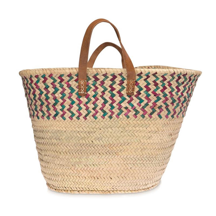 Source Balance Palmblatt-Tasche mit farbigem Korbgeflecht