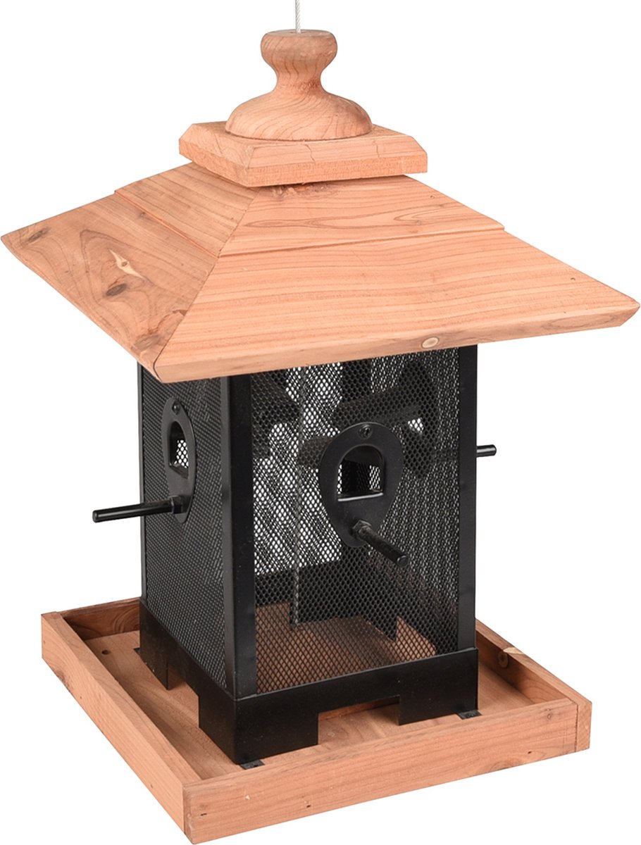 Flamingo Flamingo Vogelvoedersilo Zulma 22 cm Holz schwarz und braun