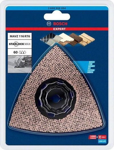 Bosch Zubehör Expert Schleifplatte MAVZ 116 RT6 Multitool Sägeblatt 116 mm – 1 Stück – 2608900054