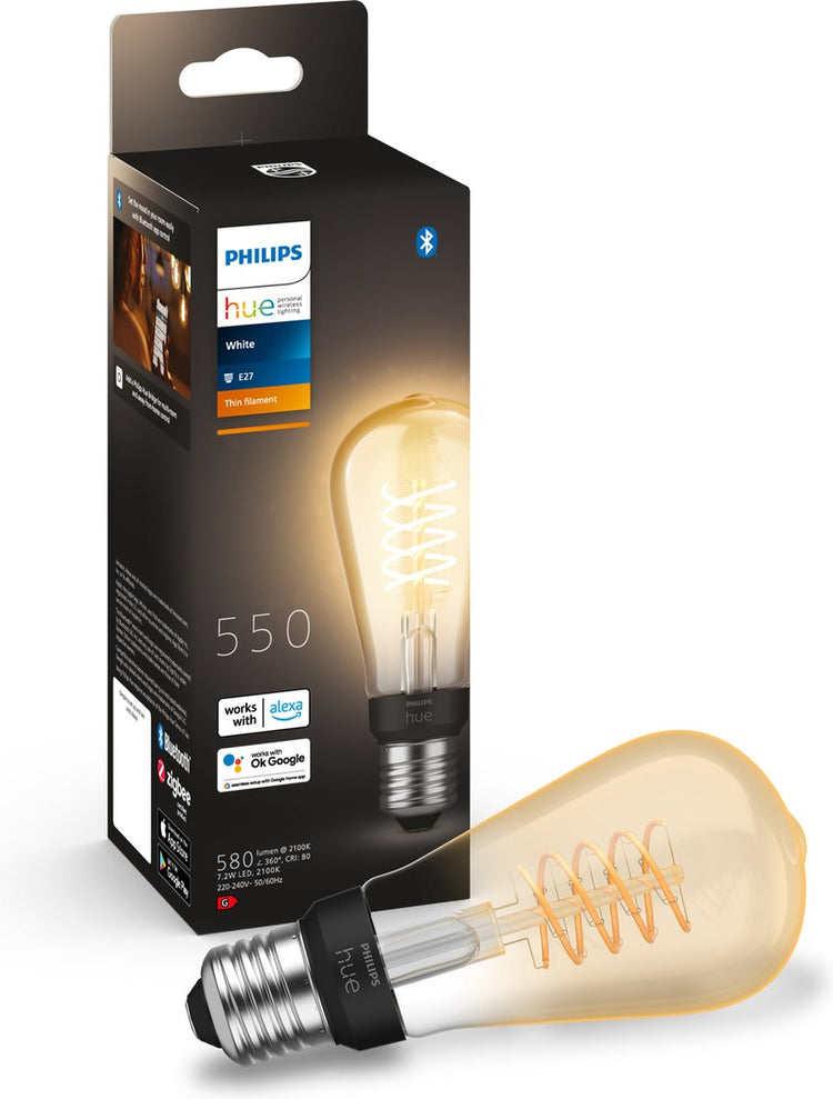 Philips Hue Filament Edison-Lampe ST64 – warmweißes Licht – 550 Lumen – 1er-Pack – E27