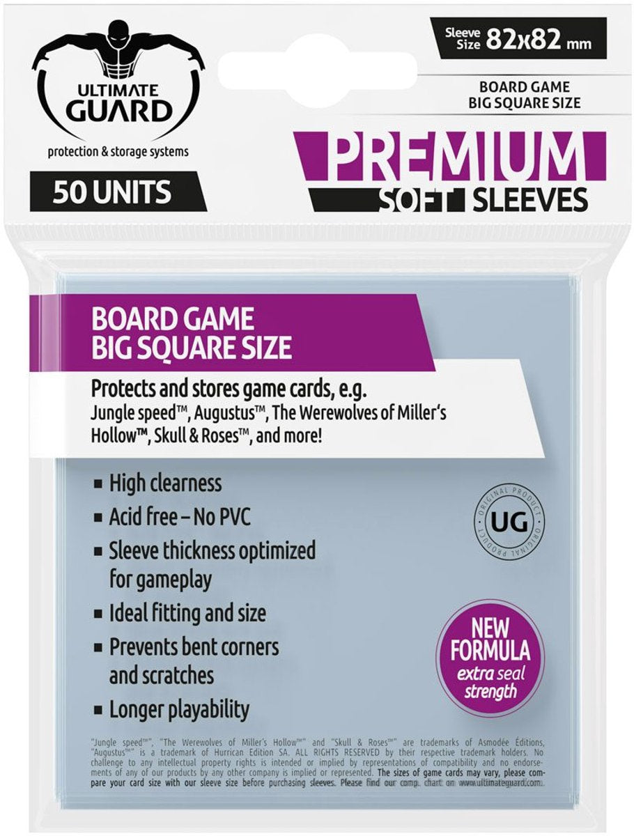 Ultimate Guard Premium-Softhüllen für Brettspielkarten, große quadratische (50) Kartenhüllen für Brettspielkarten