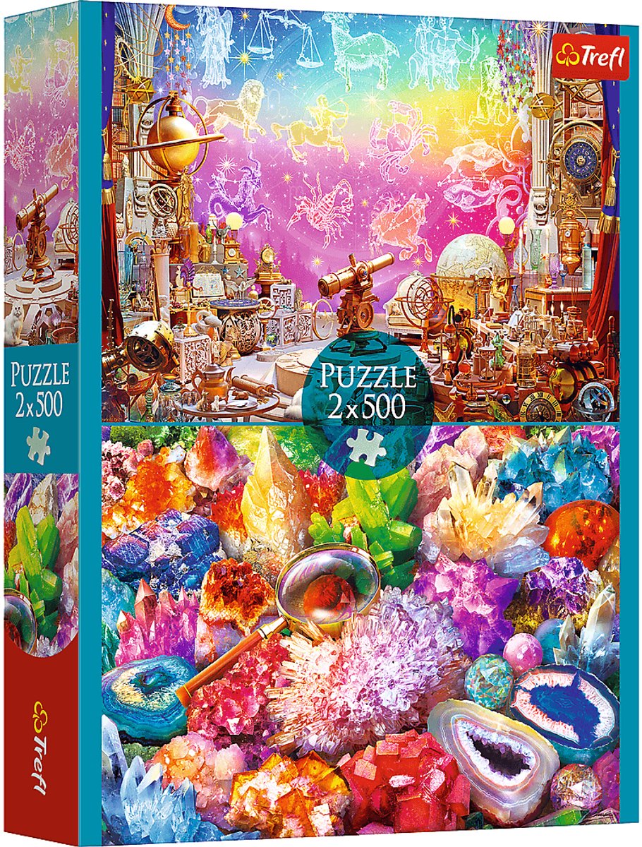 Trefl Puzzle Kosmos und Kristalle 2x500 Teile - farbenfroher Puzzlespaß.