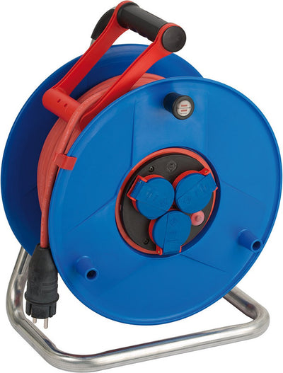 Brennerstuhl Garant Bretec IP44 Kabeltrommel, für den gewerblichen Einsatz, 50 m Kabel in Rot, Spezialkunststoff, Einsatz auf Baustellen und Dauereinsatz im Freien, Made in Germany