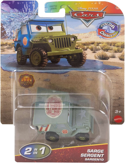 Mattel Disney Pixar Cars Disney und Pixar Cars on the Road Farbwechsler, Sarge Serget, Auto, 3 Jahre, Metall, Kunststoff, mehrfarbig