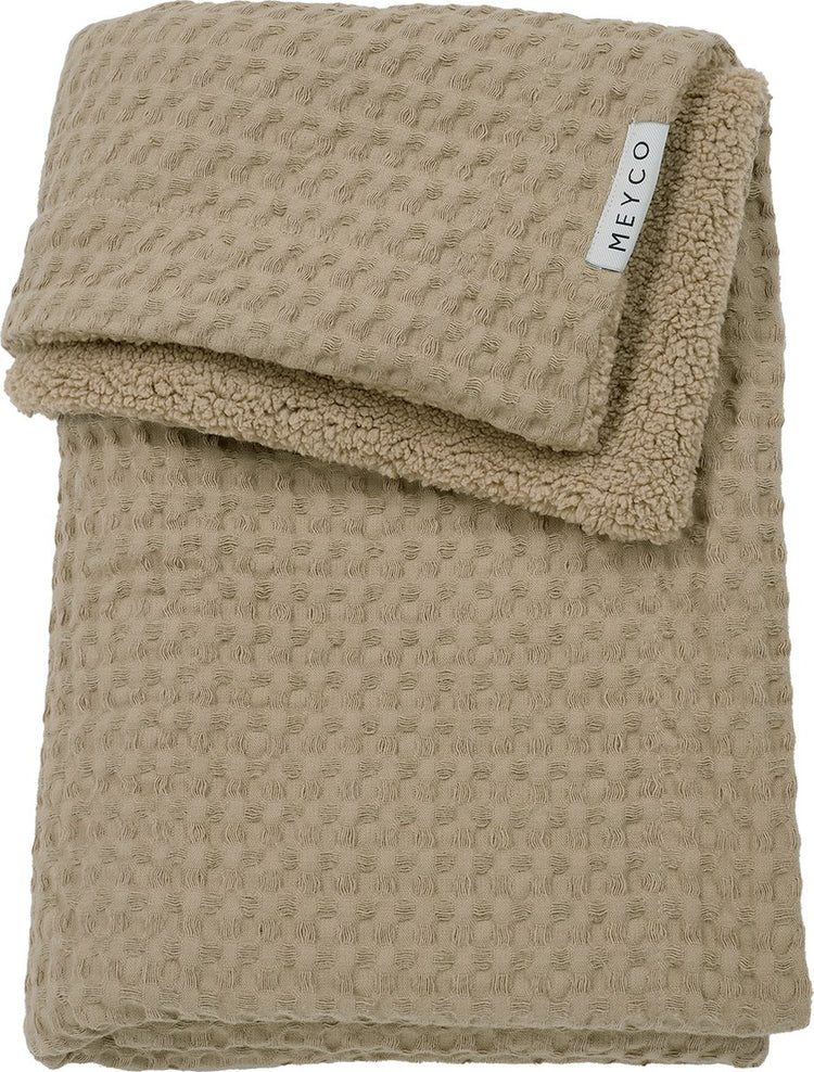 Meyco Baby-Waffle-Teddy-Kinderbettdecke – Taupe – 75 x 100 cm – 2,0 Tog