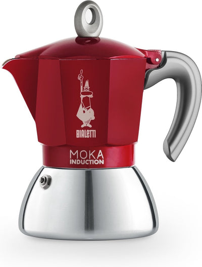 Bialetti Moka-Induktions-Perkolator 4 Tassen rot – Espressokocher – Induktionsgeeignet – Aluminium Edelstahl