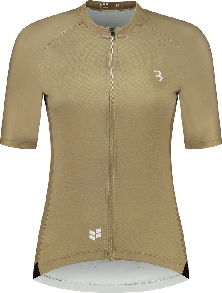 BBB Cycling Donnafit R – nachhaltiges Radsportshirt Damen Kurzarm – 15–25 °C – atmungsaktives MTB- und Radsportshirt – 3 Rückentaschen – Macchiatobraun