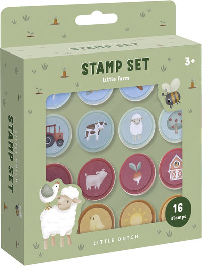 Little Dutch Little Farm Totum Stamp Set 12 Teile mit Tinte