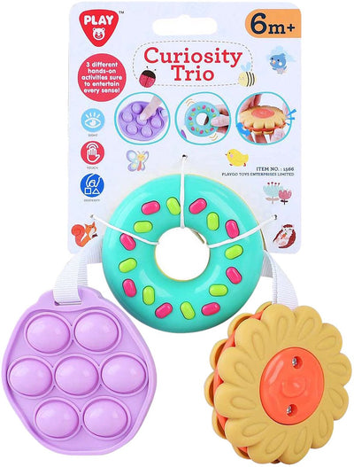 Spielen Sie sensorische Spielzeugblume und Donut und Pop-it, 3DLG.