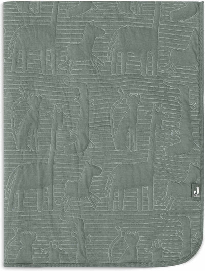 Jollein – Kinderbettdecke 100 x 150 cm – Babydecke – Dschungel-Jambo, aschgrüner Lorbeer