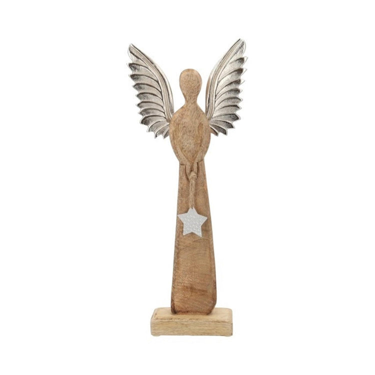 Hbx natürliche lebende Statue Engel aus Mangoholz 12x6x34cm