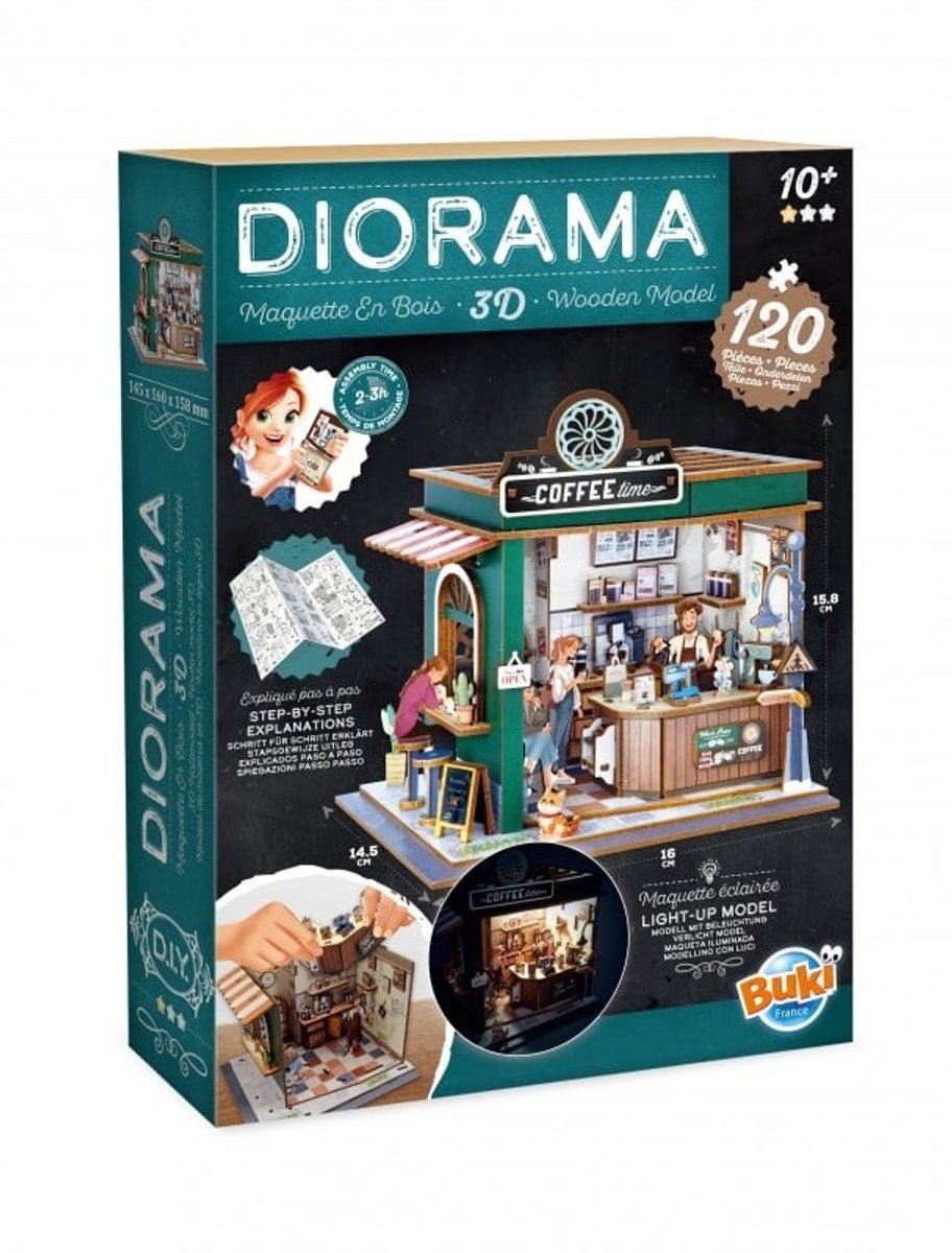 Buki France Buki – Modellbausatz – Diorama – Holz – Miniaturcafé