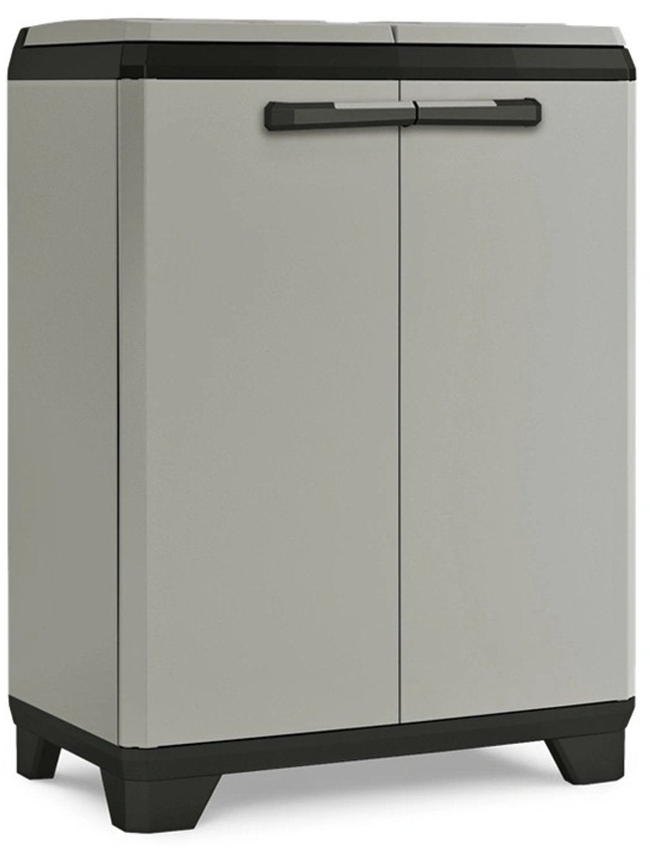 Keter Planet Recycling niedriger Aufbewahrungsschrank – 68 x 39 x 90 cm – grau schwarz