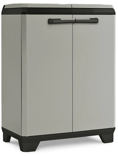 Keter Planet Recycling niedriger Aufbewahrungsschrank – 68 x 39 x 90 cm – grau schwarz