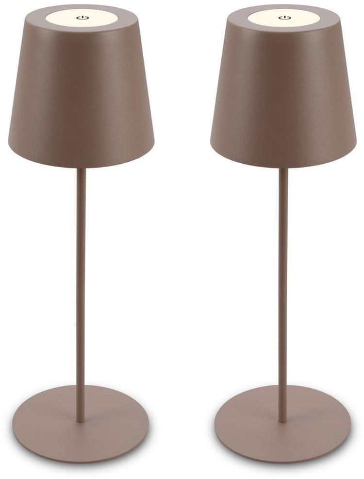 B.k.licht briloner kiki – 2er-Set Tischlampen wiederaufladbar – dimmbar – für drinnen und draußen – höhenverstellbar – warmweißes Licht – braun