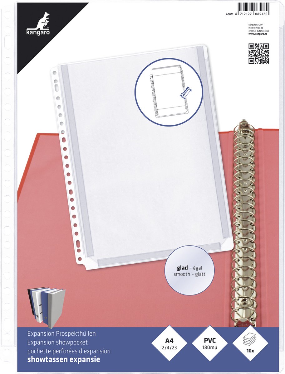 Kangaro-Showtasche – A4 – PVC – 23 Löcher – 10 Stück – k-3001