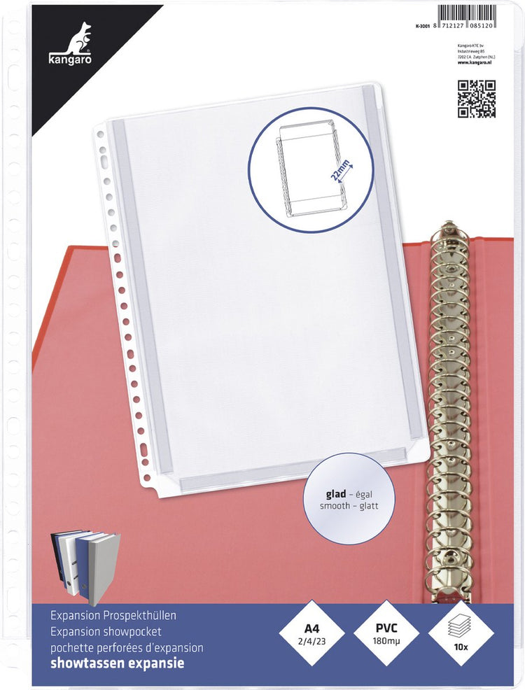 Kangaro-Showtasche – A4 – PVC – 23 Löcher – 10 Stück – k-3001