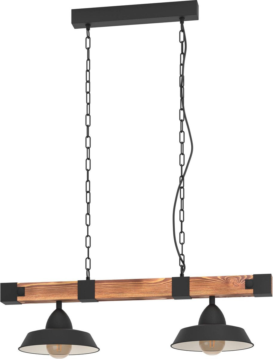 Eglo Oldbury Hängelampe – E27 – 86 cm – schwarzbraun ländlich – FSC-Holz