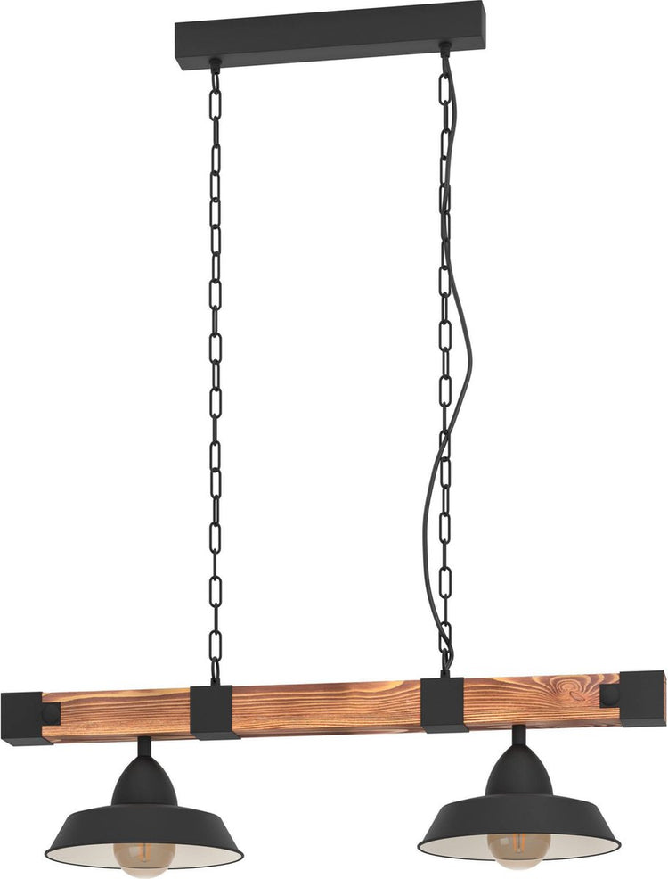 Eglo Oldbury Hängelampe – E27 – 86 cm – schwarzbraun ländlich – FSC-Holz
