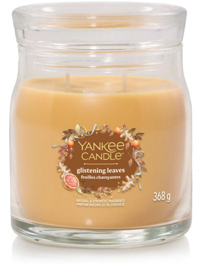 Yankee Candle – mittelgroße Duftkerze mit glitzernden Blättern – 50 Brennstunden – 2 Dochte