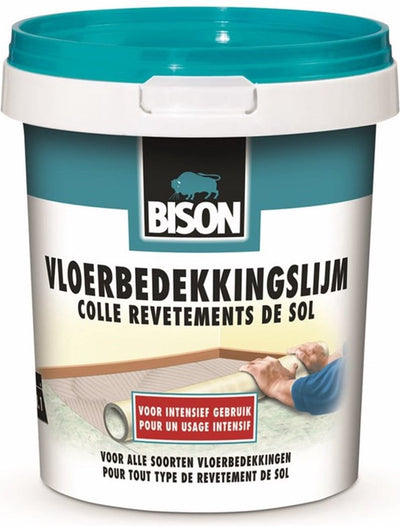 Bison Bodenbelagskleber Eimer 4 kg, Fertigkleber, dauerhafte Verklebung, Bodenbelag, Teppichfliesen, für Fußbodenheizung geeignet, einfache Verarbeitung
