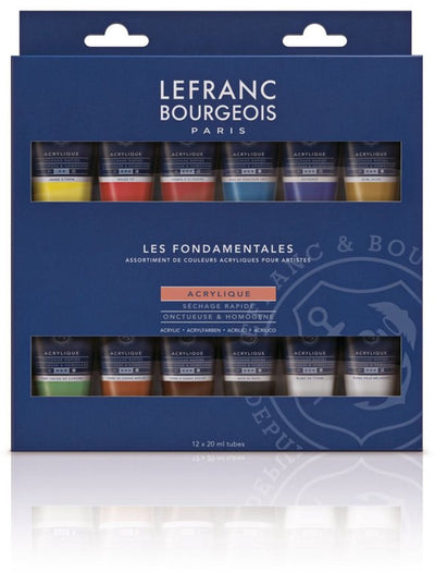 Lefranc Bourgeois 300341 feines Acrylset – die Grundlagen | 12x20ml Acrylfarbe für Studenten und Künstler
