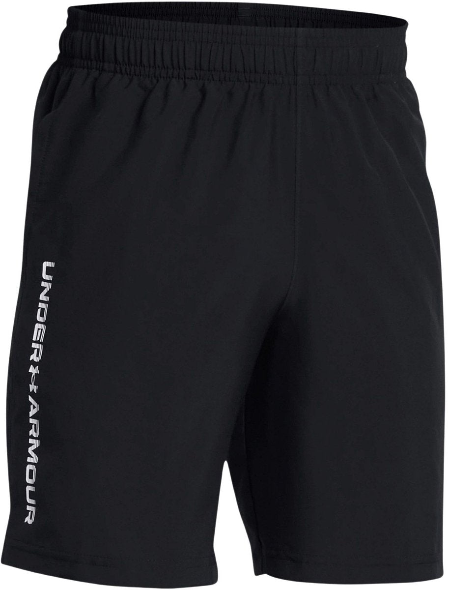 Under Armour Jungen-Sporthose „UA Tech Woven Wordmark Short-Blk“ – Schwarz – Weiß
