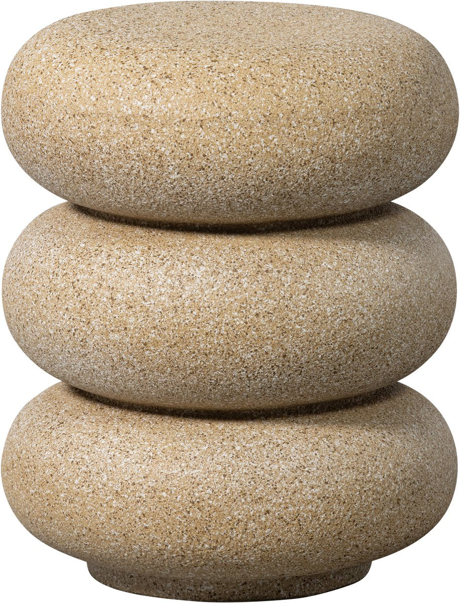 Holz-Lorbeer-Beistelltisch mit Sprenkeln – Magnesium – Beige – 50 x 40 x 40