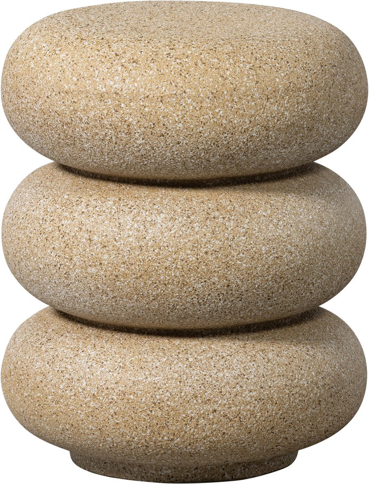 Holz-Lorbeer-Beistelltisch mit Sprenkeln – Magnesium – Beige – 50 x 40 x 40