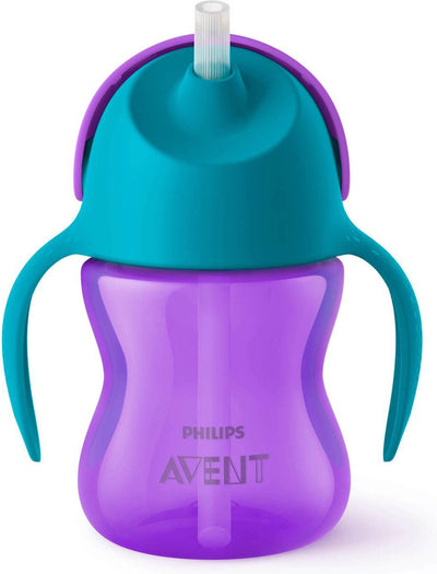 Philips Avent Trinkbecher mit Strohhalm – 9+ Monate – 1 Stück – Lila Blau – SCF796 02