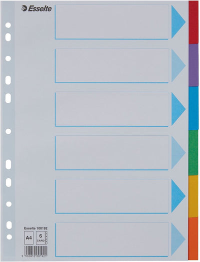 Esselte - Tabs A4 11r Karton 6-teilig mit Deckblatt | 20 Stück
