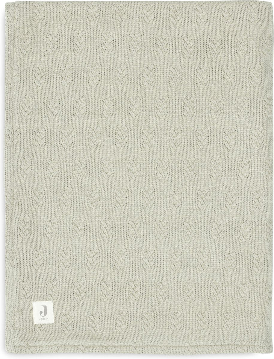 Jollein – Kinderbettdecke 100 x 150 cm – Babydecke – Kornstrick – olivgrüner Samt