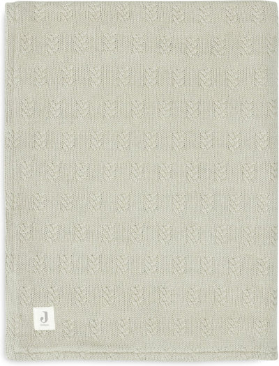Jollein – Kinderbettdecke 100 x 150 cm – Babydecke – Kornstrick – olivgrüner Samt