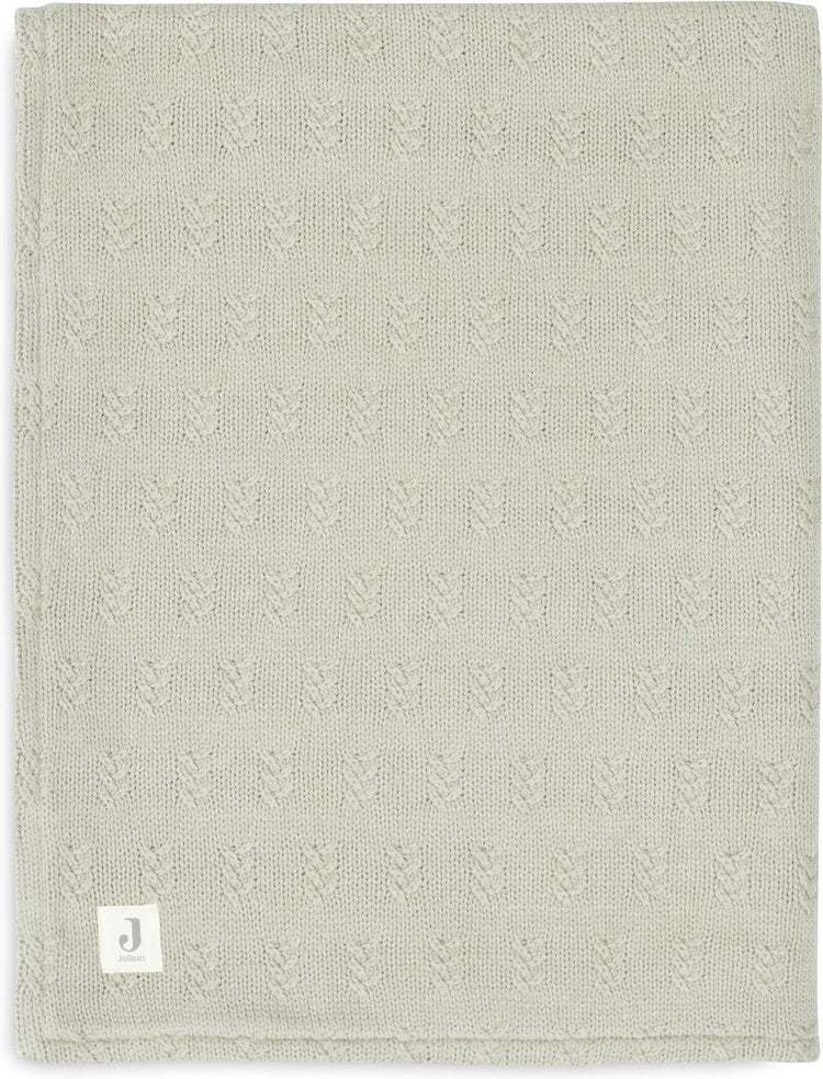 Jollein – Kinderbettdecke 100 x 150 cm – Babydecke – Kornstrick – olivgrüner Samt