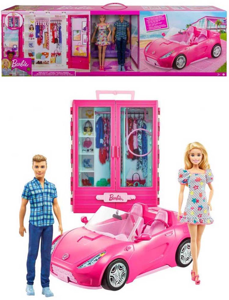 Barbie und Ken – Spielset mit Cabrio-Auto und Garderobe
