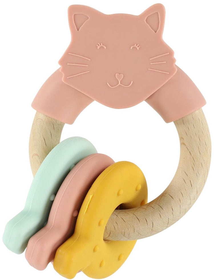 Trixie Aktivitätsring aus Holz mit Silikon – mrs. Katze - Beißspielzeug - schön als Geschenk zur Geburt
