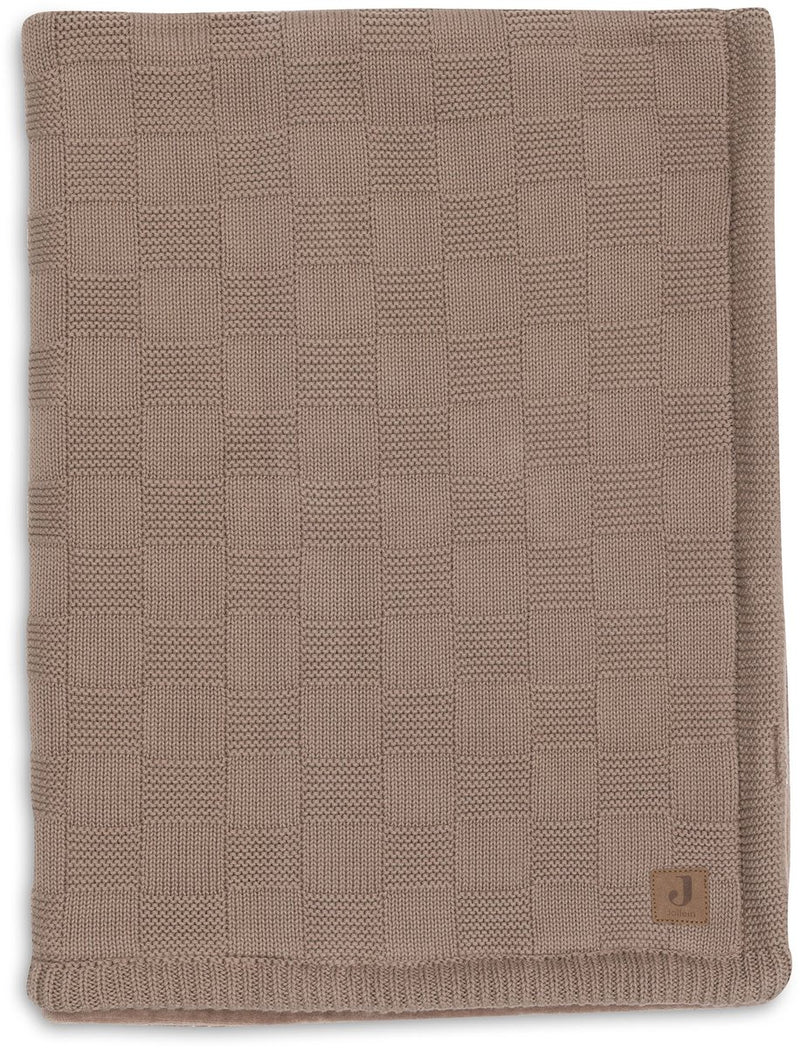 Jollein Babydecke für Kinderbett – 75 x 100 cm – Boxstrick – milchiger Kaffeesamt