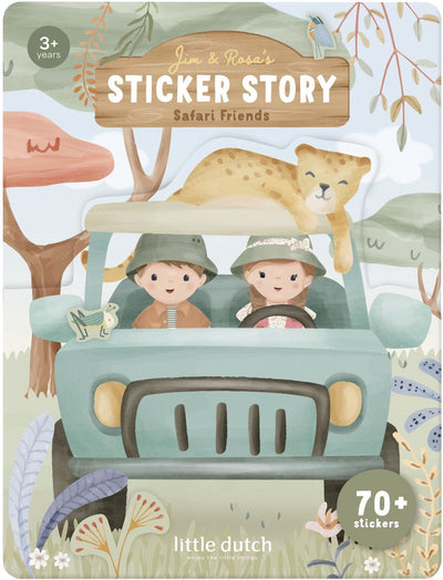Little Dutch Stickerbuch Safari – 70+ Sticker mit Spielhintergrund – kreatives Spielzeug ab 3 Jahren