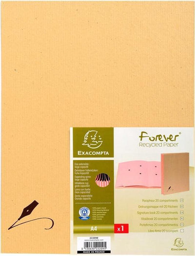 Exacompta 22209e Karton 24x32cm brauner Mundharmonika-Rücken 20 Fächer 2-Loch