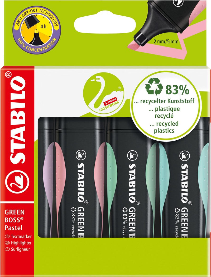 Stabilo Green Boss Pastell Markierungsmarker Set mit 4 Teilen