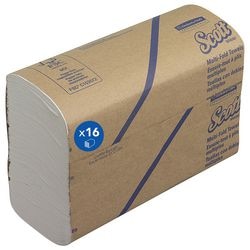 Handtücher Scott Multifold Papier1-lagig weiß Packung 16 Stück 250 Blatt