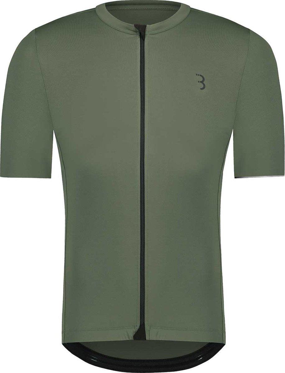 BBB Cycling Essence Radshirt Herren Kurzarm - 15-25 °C - Atmungsaktives MTB- und Radshirt mit 3 Rückentaschen - Olivgrün