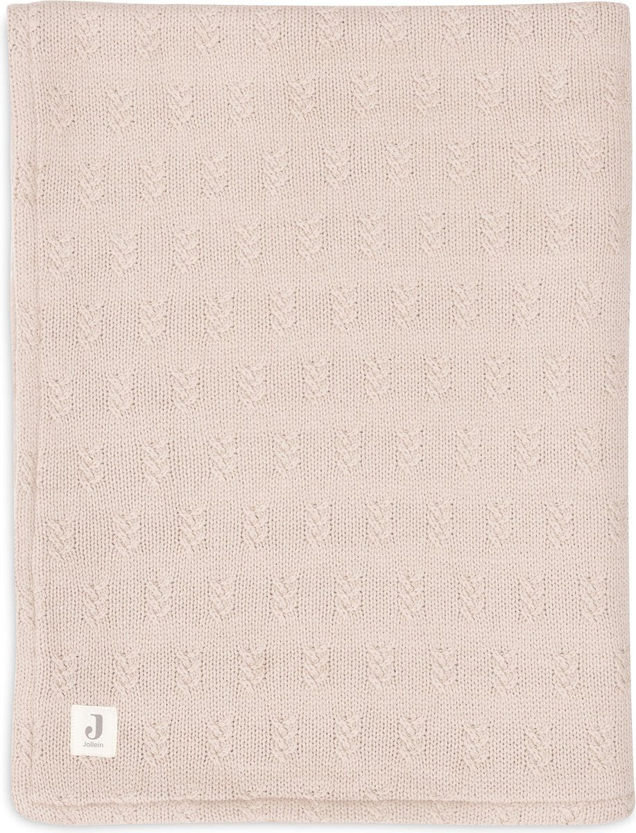 Jollein – Kinderbettdecke 100 x 150 cm – Babydecke – Kornstrick – Wildrosensamt